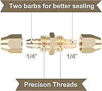 Vista 2 de Hromee 4 piezas de accesorios reutilizables de latón macizo para manguera de poliuretano PU de identificación de 1/4 pulgadas, accesorios