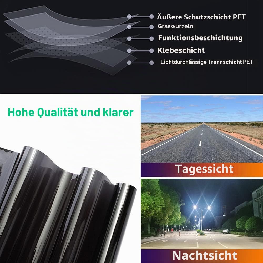 ETOPARS 76cm x 3m 5% VLT Auto scheibentönungsfolie Tönungsfolie Rolle Fensterfolie Sichtschutzfolie Scheibenfolie Sonnenschutzfolie Rauch