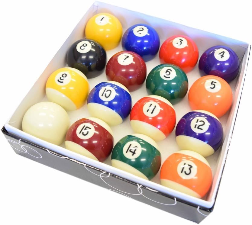 Pool Table Billiard Ball Set - Regulation Size 2-1/4" Full 16 Pool Ball Set …