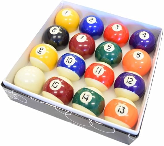 Pool Table Billiard Ball Set - Regulation Size 2-1/4" Full 16 Pool Ball ...
