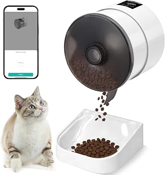 Automatic Cat Feeder, 3.5L with WiFi & Timer | Smart pet feeder for cats & dogs, 1-6 meals per day, clog-free rolling design, app control via 2.4G WiFi, easy to clean