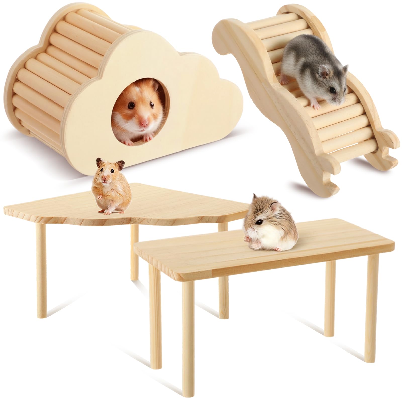 Breezehug 4 Pcs Hamster Cage Accessories Hamster Platform Toy, Cloud