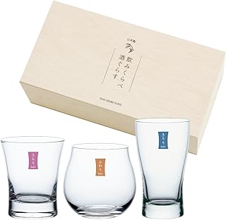 Toyo Sasaki Glass Cold Sake Glass, Drinking Set, Made in Japan, Dishwasher Safe, Gift for Respect for the Aged Day, Fathe...