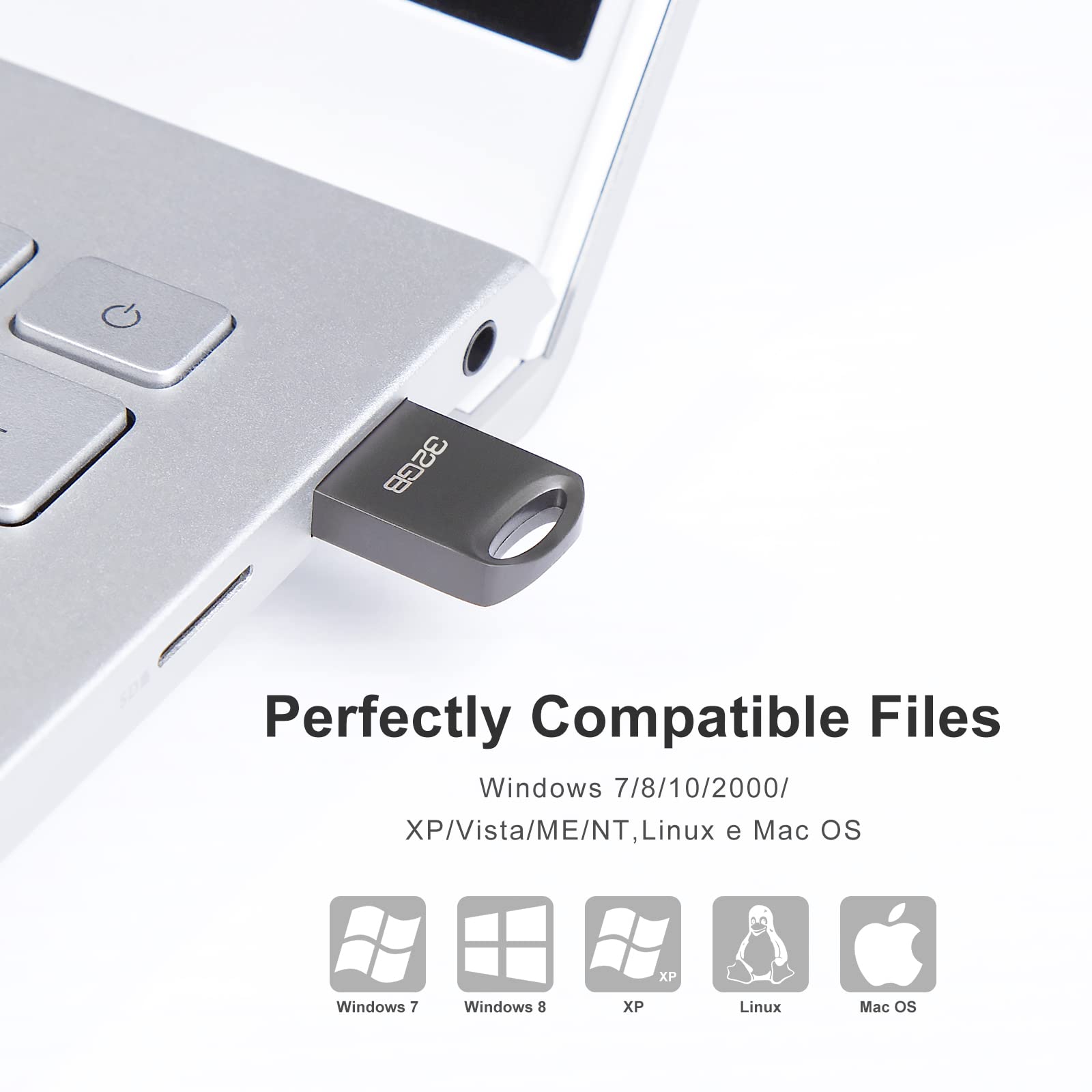 Chiavetta USB da 64GB Quadrata Mini per Laptop, PC, Auto e Altro