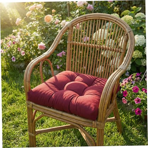 Coussins de chaise en osier de qualité supérieure, forme en U imperméable couleur bordeaux - 5