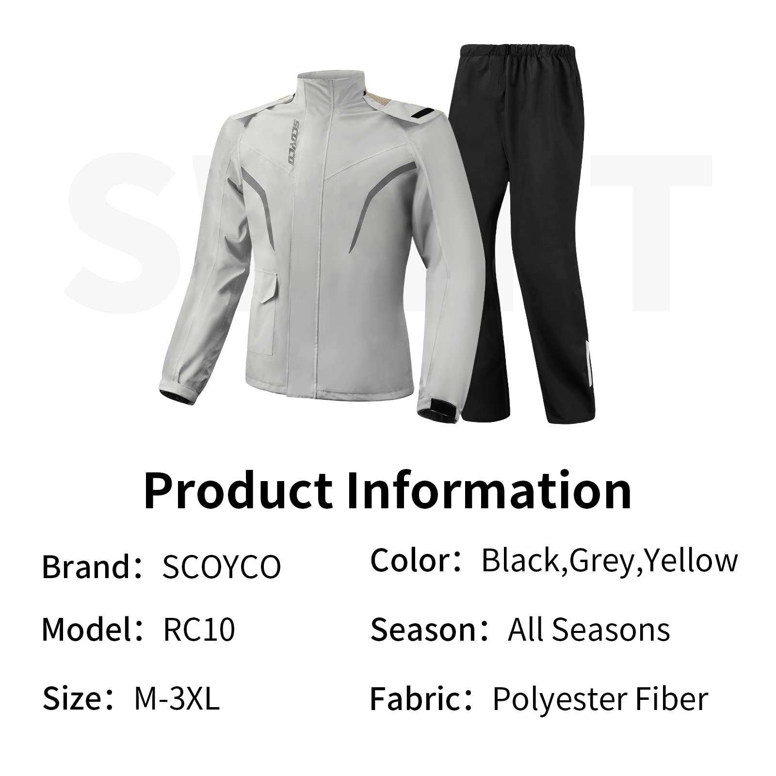 Scoyco Motorrad-Regen-Anzug Reflektierende Arbeits-Regen-Jacke und Hose Herren Damen Alle Sport Bauernhof Fischen Motorradfahren