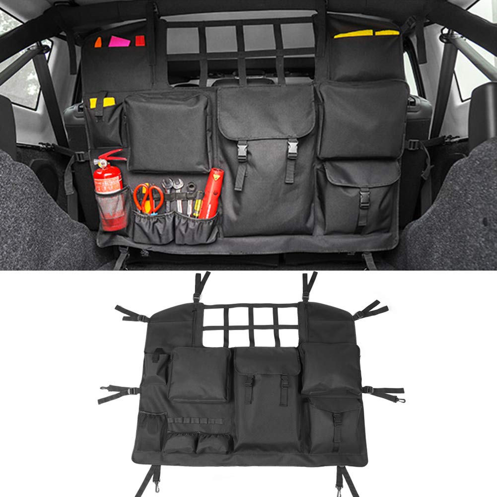 idain Trunk Cargo Tool Organizer Backseat Pet Dog Barrier,Tool Storage Bag Holder Cabin Divider for Jeep Wrangler JKU JLU 2007-2020 4 Doors ONLY