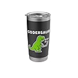 Coding Dinosaur Funny Codersaur Binary Laptop Geek Stainless Steel Insulated Tumbler