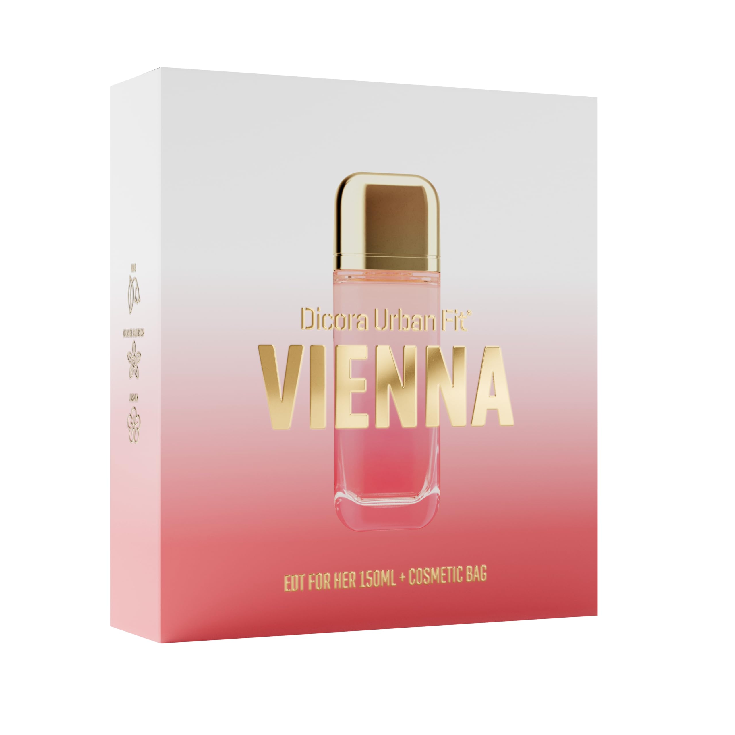 DICORA URBAN FIT SET VIENNA FOR HER + NECESER | Damenparfüm EDT 150 ml | fruchtiger und Gourmet-Duft | Damenduft mit Noten von Vanille und Haselnuss