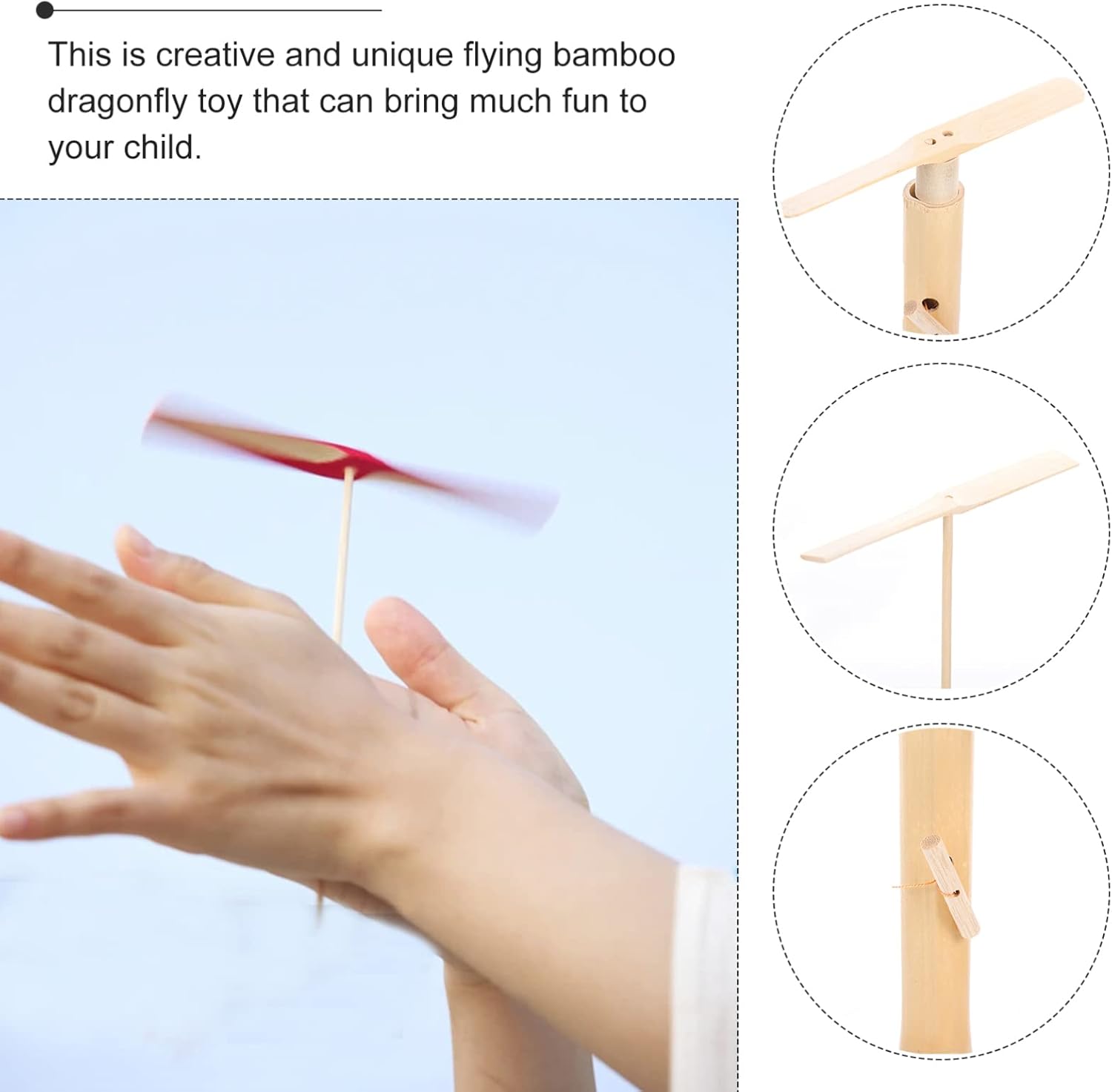 STOBOK 3pcs Flying Wooden Hand Dragonfly Toys Wood Flying Dragonfly