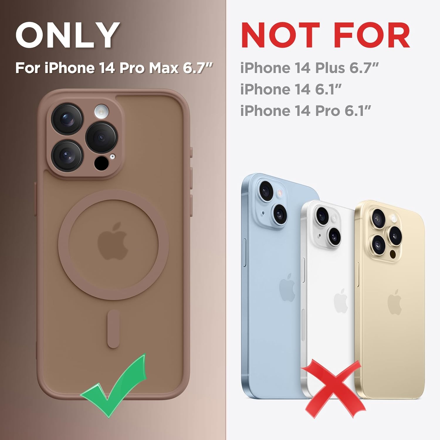 CAPRARO Magnetic for iPhone 14 Pro Max Case, [Compatible with MagSafe] [Full Camera Protection] Shockproof Protective Slim Translucent Matte Phone Case for iPhone 14 Pro Max 6.7'', Brown - Image 2