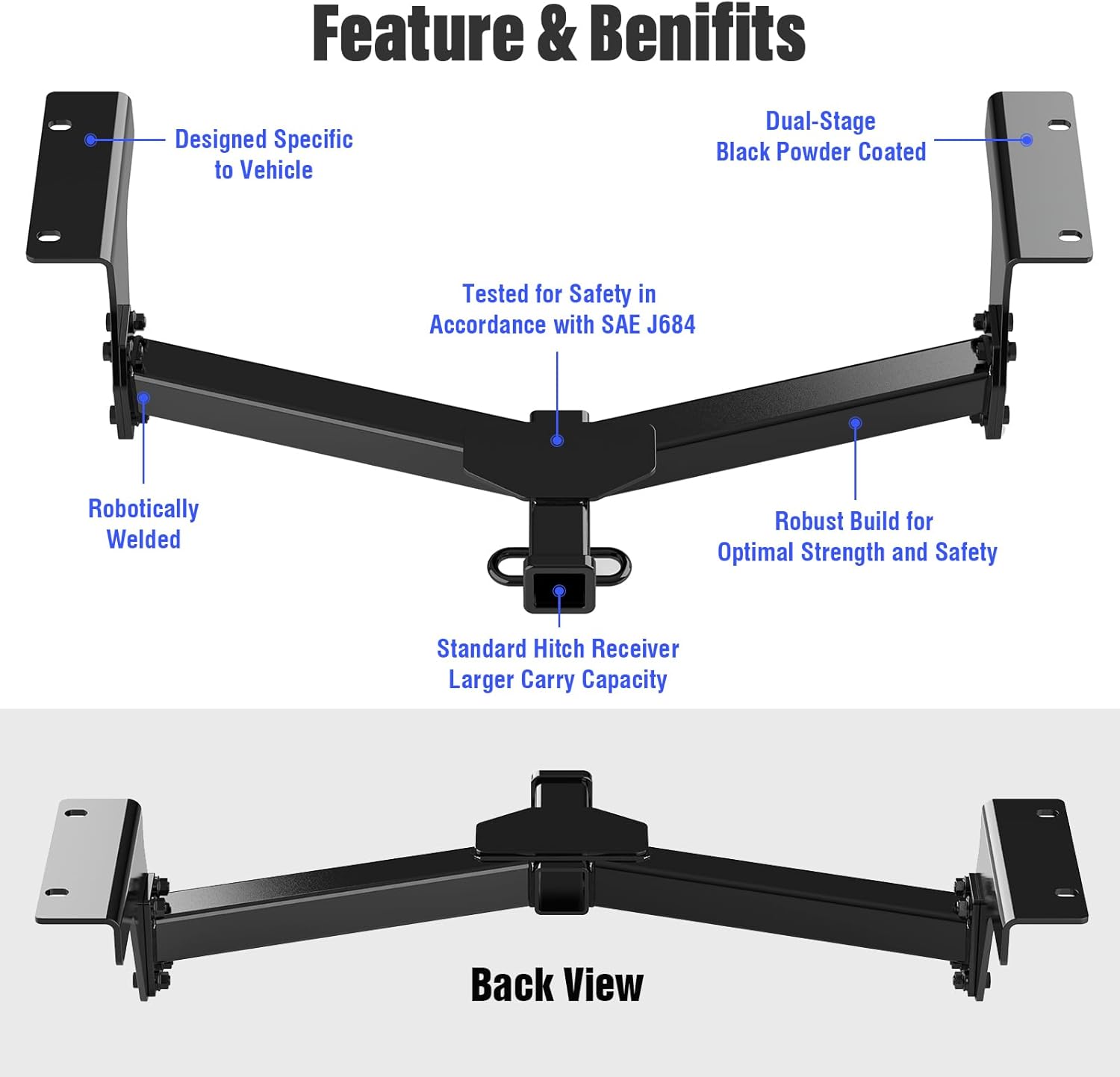 APS Rear Towing Hitch Receiver, Class 3 Trailer Hitch Compatible with Toyota RAV4 2006-2018