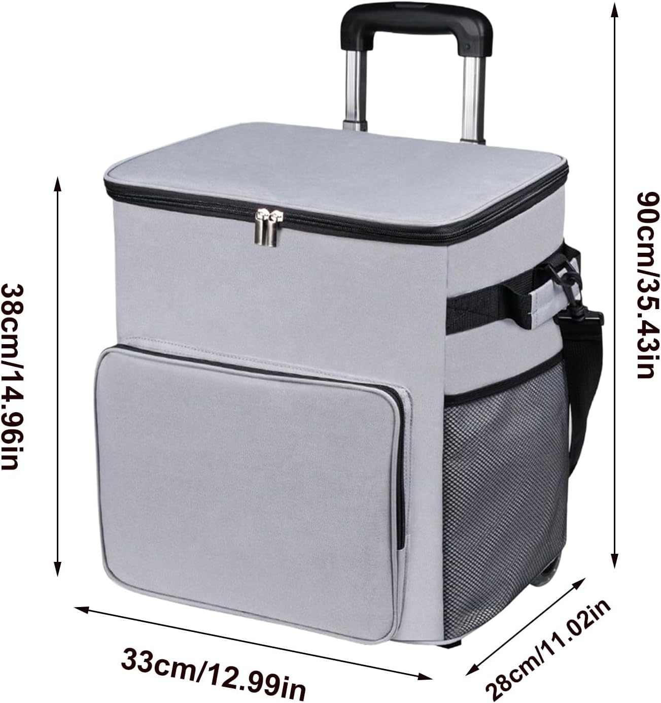 ローリングクーラー,ソフトタイプ保冷バッグ - 旅行用防水ハンドル付トロリー 35L大容量 屋外 ピクニック 海水浴 買い物 キャン