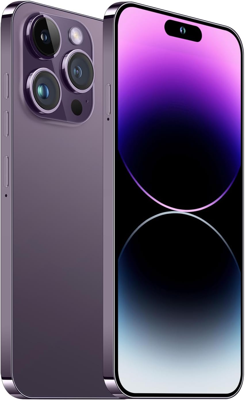 A14 Pro Max Cell Phone, 5G Unlocked Smartphone 6GB+256GB Smartphone Android 13, 6000mAh Battery, 6.82" FHD+ Display 120Hz 64MP Camera (Purple)