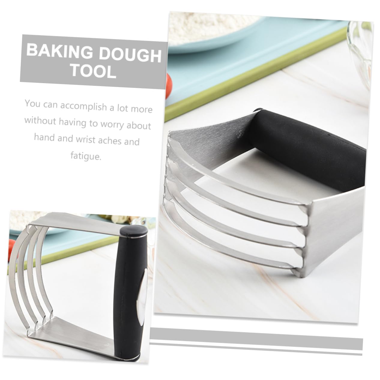 OUNONA 2pcs Stainless Steel Pastry Dough Scraper Flour Mixer Tool Versatile Baking Cutter for Dough Potatoes and Vegetables Ergonomic Design for Comfortable Use Home Baking