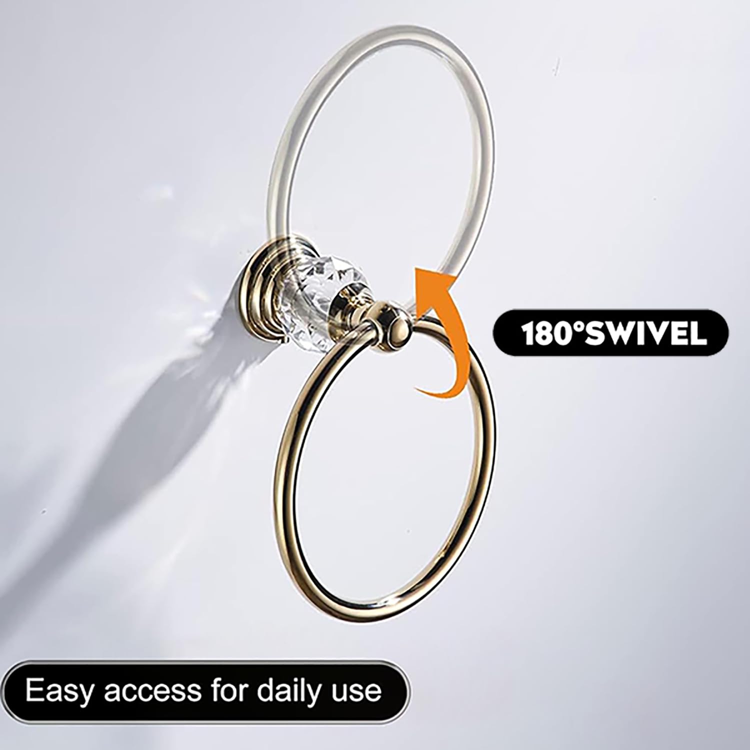 Toallero dorado SUS304 de acero inoxidable montado en la pared para baño, toallero de cocina y baño, colgador de toallas de cristal, toallero redondo