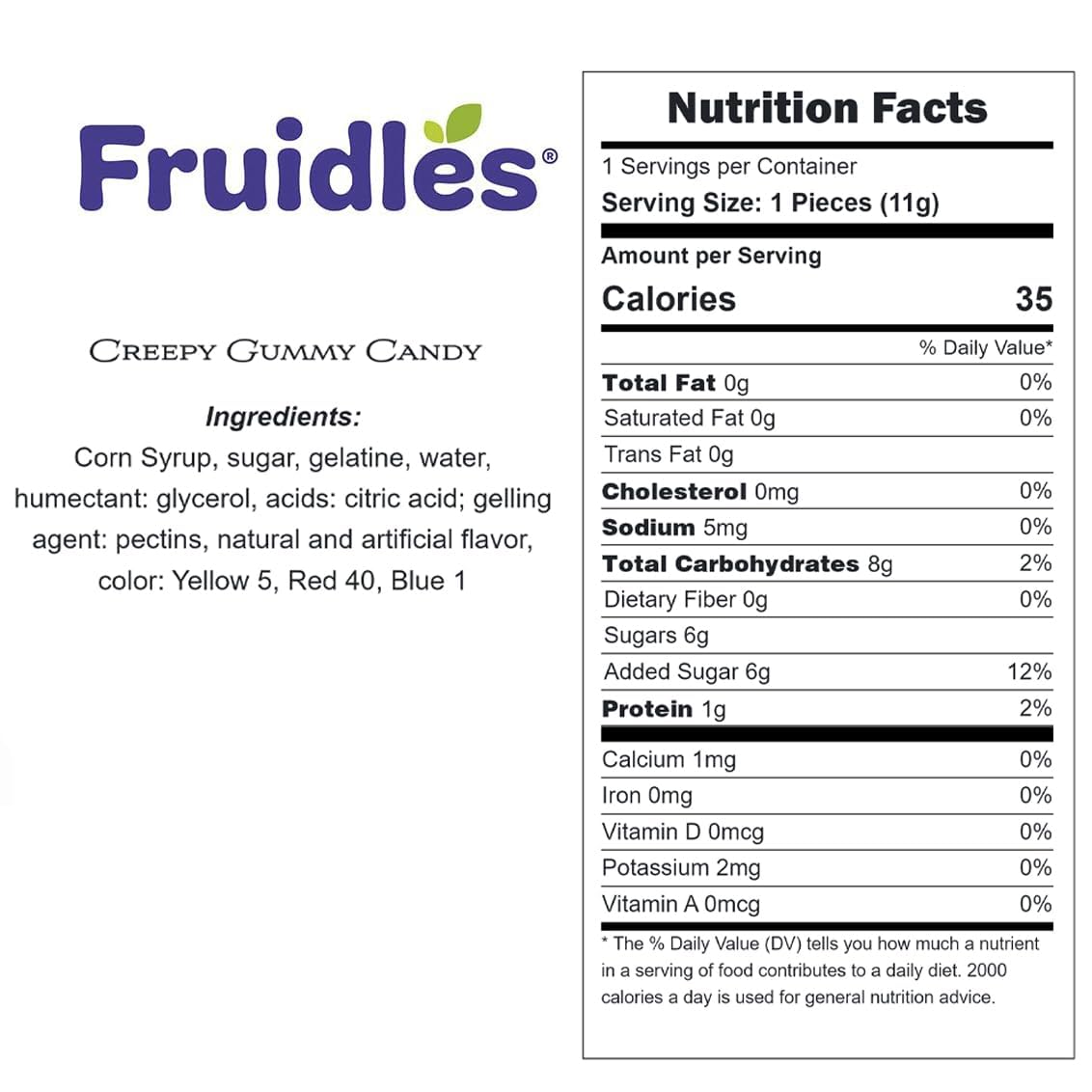 Fruidles Halloween Large Creepy Gummy Candy, Soft Chewy Gummy Candies, 4 Gummies per Pack (32 Large Gummies)
