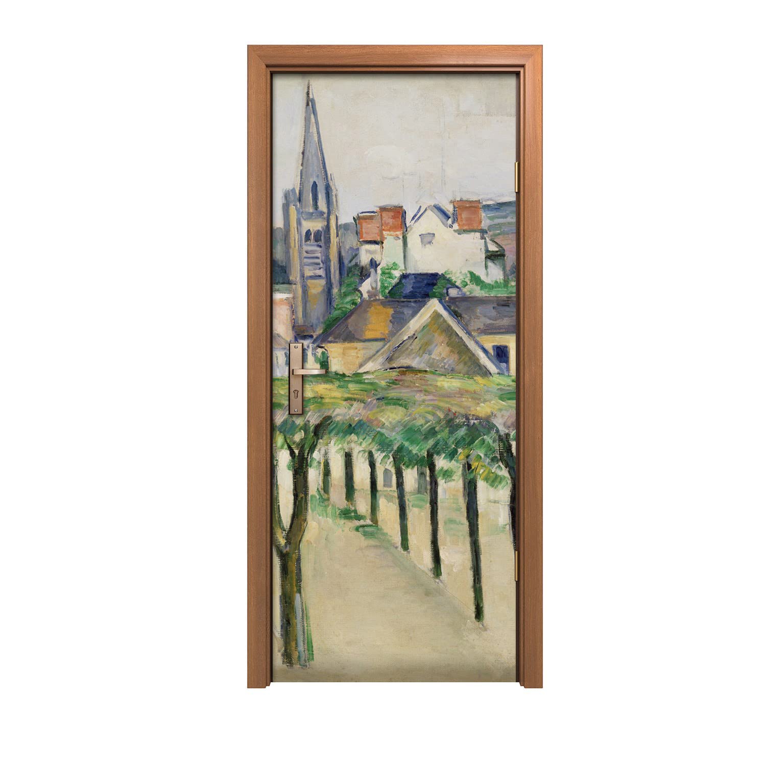 Autocollant de porte vert nature pour créer un coin de verdure dans le salon