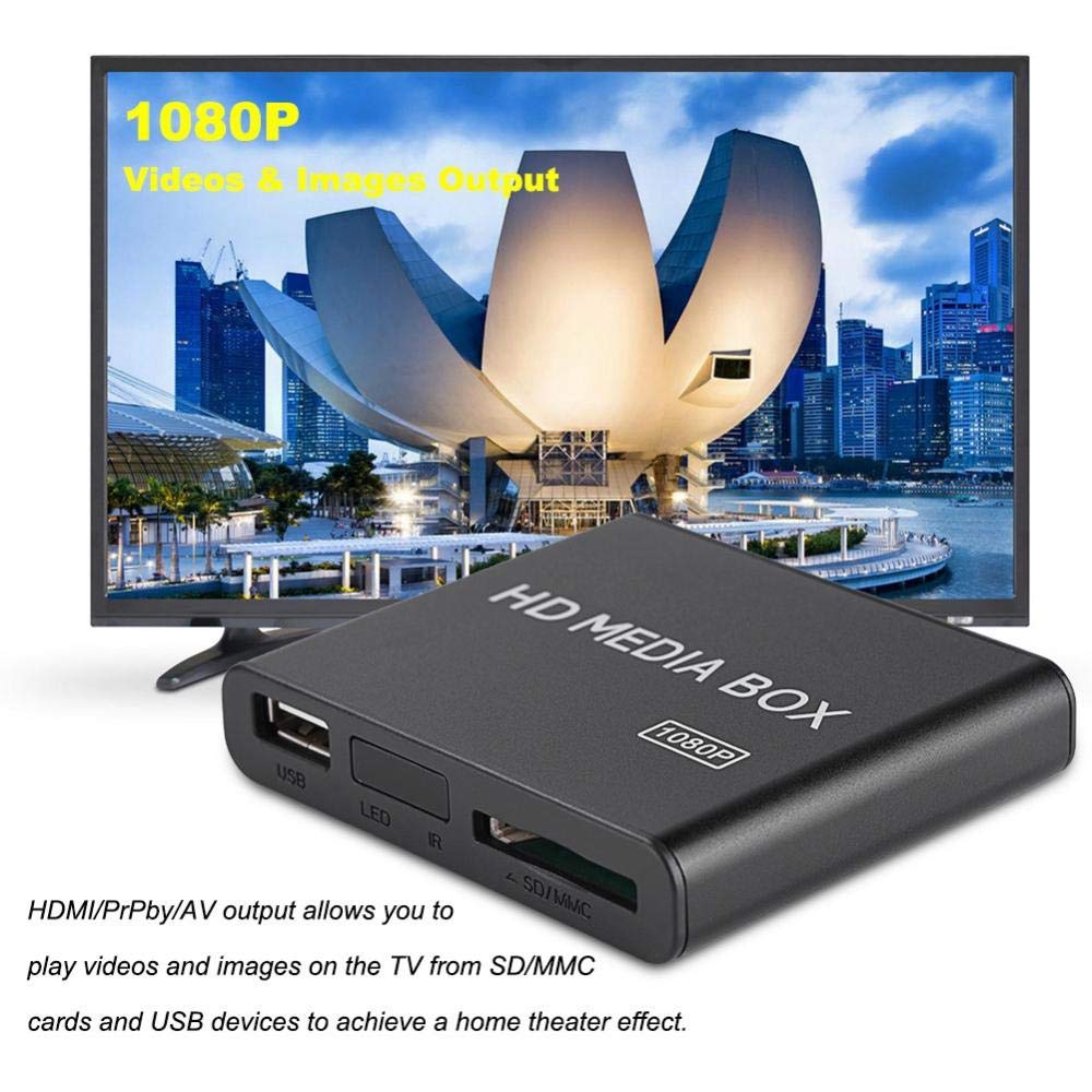 Exquis Wandisy Full HD Mini Box Media Player 1080P Media Player Box Support USB MMC RMVB MP3 AVI MKV(EU)