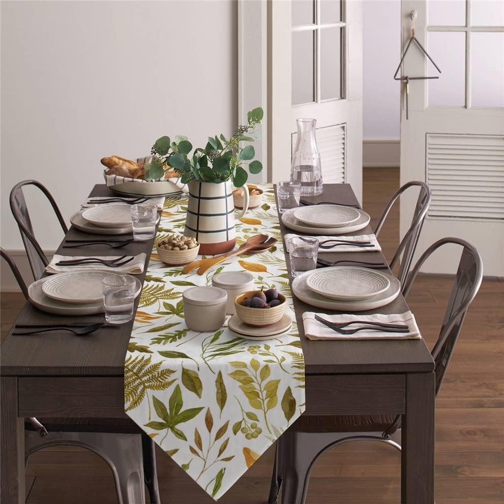 Autumn Maple Texture Table Runners Holiday Wedding Decor Dinning Table Cover Christmas Decorations Table Cloth(46x183cm)