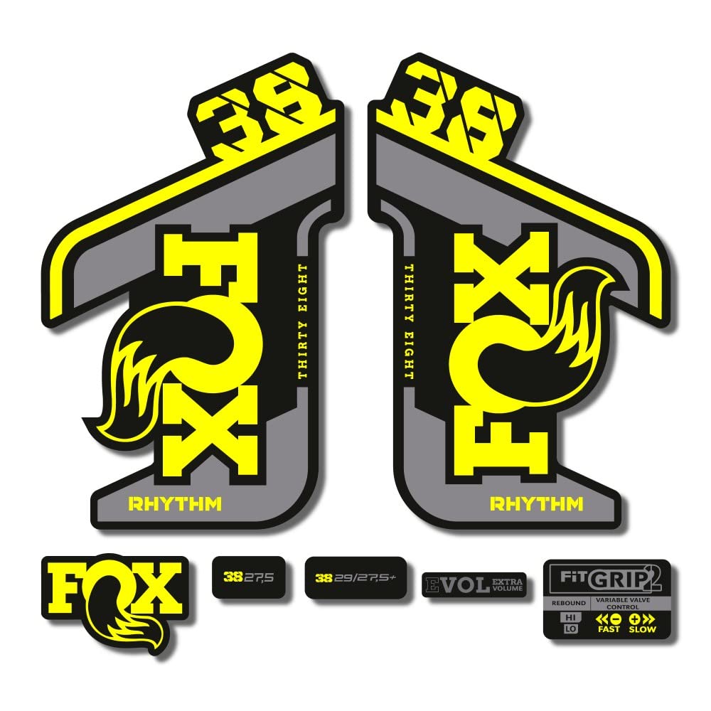 Autocollants Fox 38 Rhythm 2021 Star Sam jaune 1 cm pour fourche de vélo