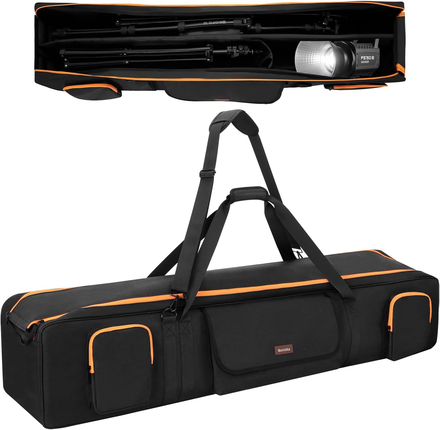 Tripod Bag 50.5", Padded Tripod Carrying Case, Mic Stand & Light Stand Bag with Removable Padding, Equipment Case for Tripods, Monopods & Speaker Stands, 3 Pockets for Accessories,Photo Studio/DJ Gear