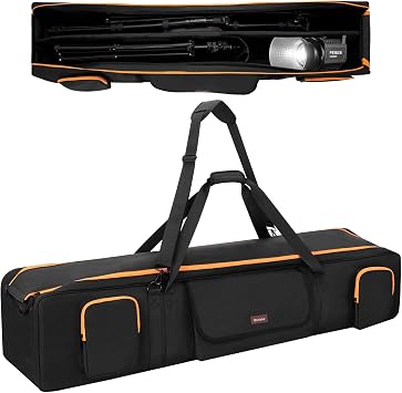 Tripod Bag 50.5", Padded Tripod Carrying Case, Mic Stand & Light Stand Bag with Removable Padding, Equipment Case for Tripods, Monopods & Speaker Stands, 3 Pockets for Accessories,Photo Studio/DJ Gear