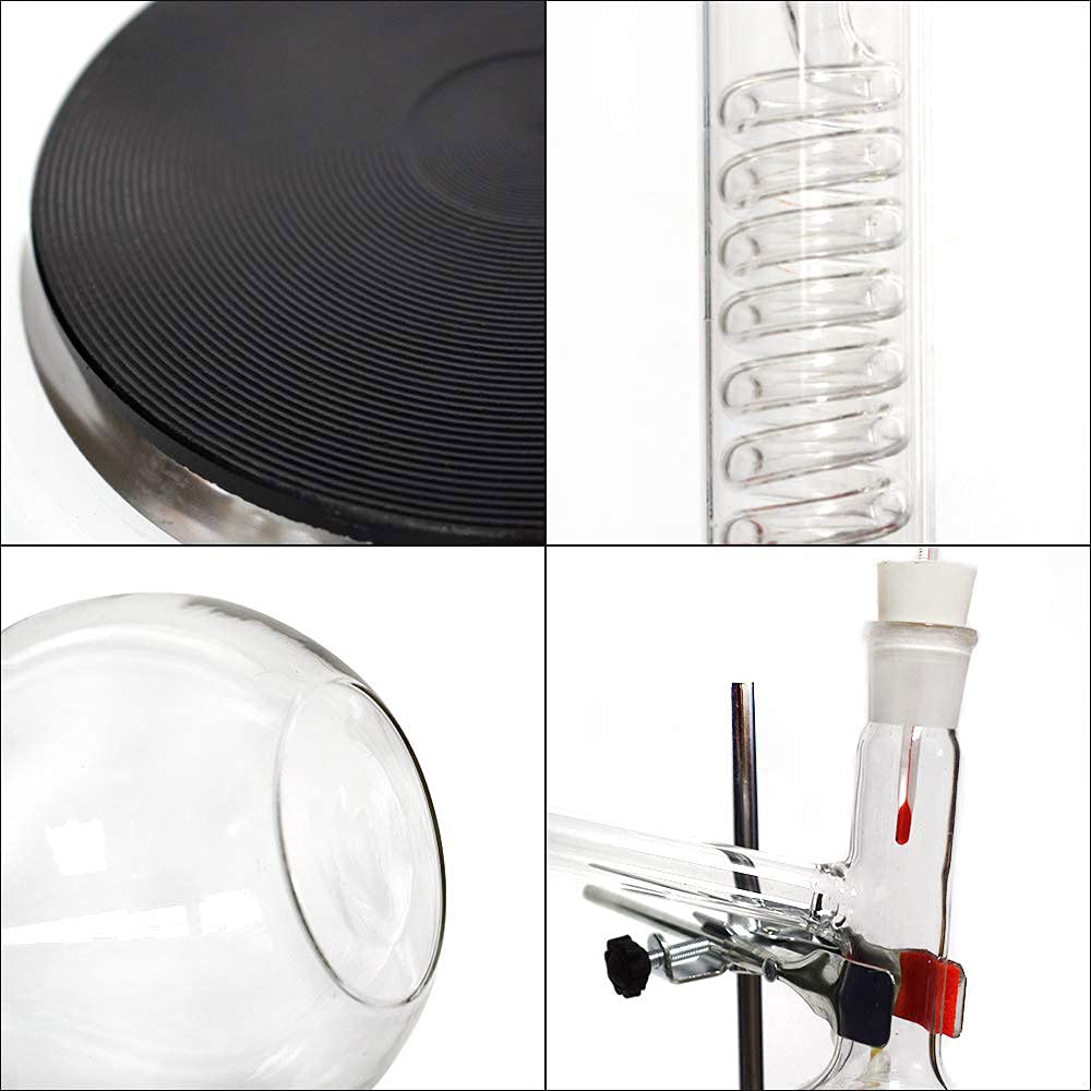 Kit di vetreria da laboratorio per strumenti di distillazione dell'olio essenziale da 1000 ml con bruciatore elettrico