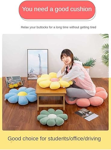 Miniatura 8 de Cojín de suelo con forma de flor de margarita, cojín sedentario de tatami para automóvil, cojín para silla de oficina, 29 pulgadas, color verde