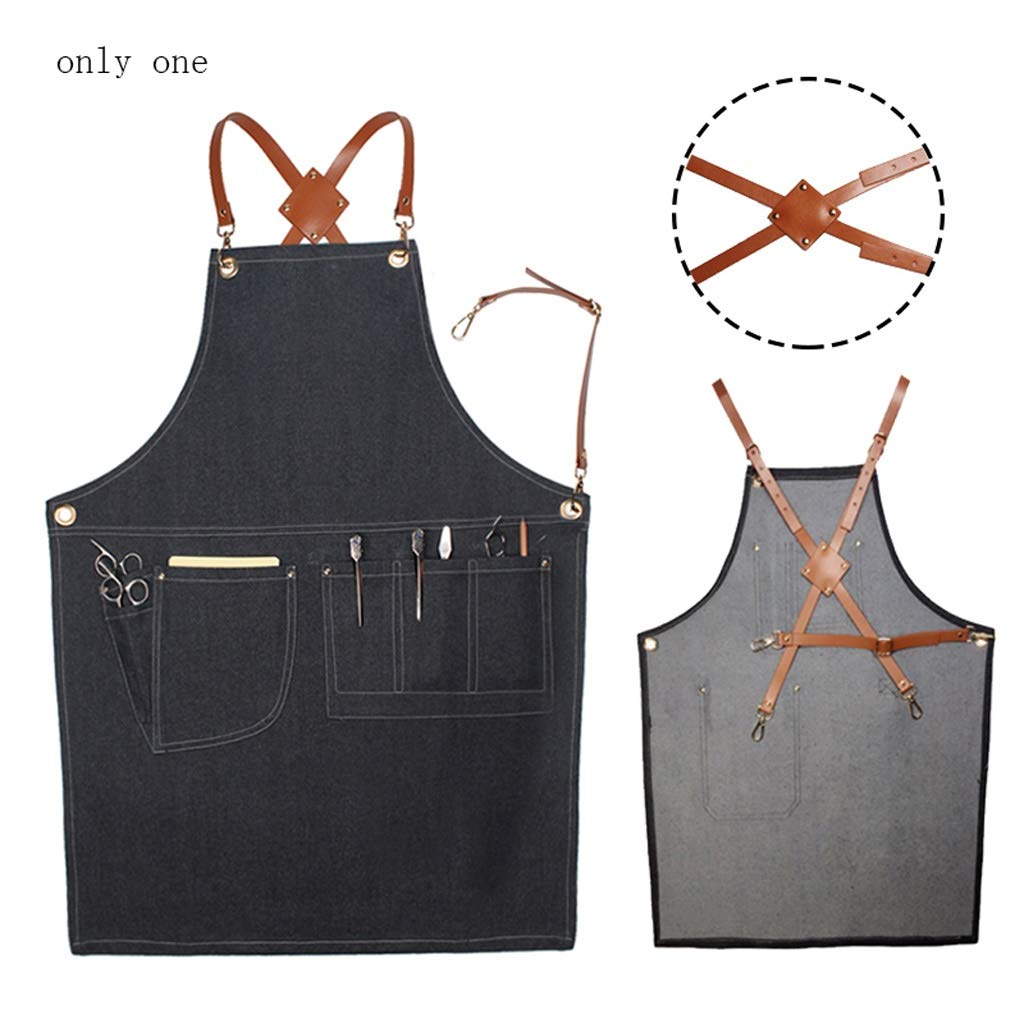 Tabliers Barber Tablier de vêtements de travail d'été Ceinture Croix respirante Anti-cheveux résidus Accueil Tabliers avec 5 poches Vous pouvez mettre Ciseaux Épingle