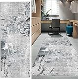Teppich Läufer Flur rutschfest Lang grau Küche Schlafzimmer Wohnzimmer Polyester Verblassen 60x100cm (70x500cm)