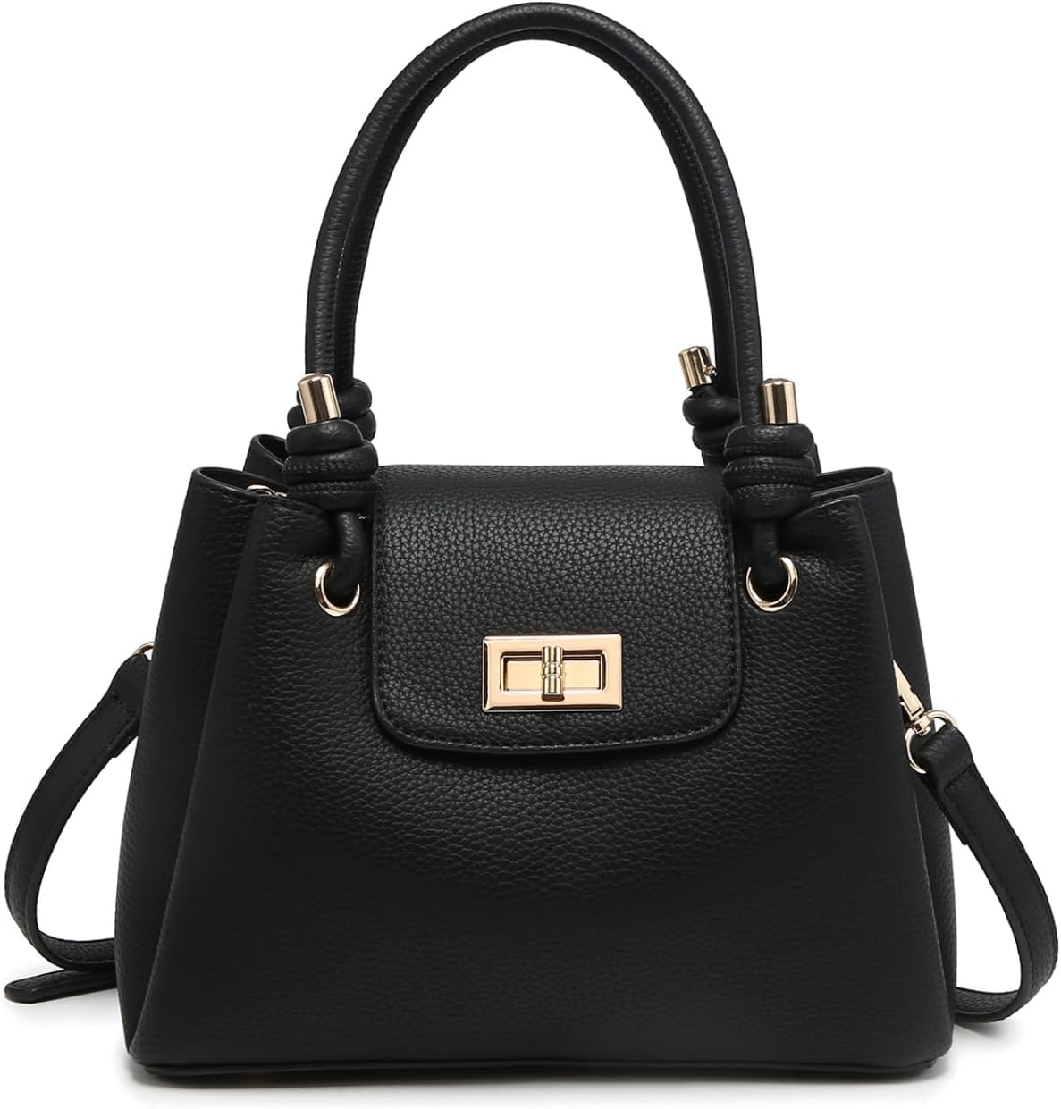 JEN & CO. Zoey Triple Compartment Satchel Purse for Women, Vegan Leather Structured Handbag with Twist Lock & Crossbody Strap