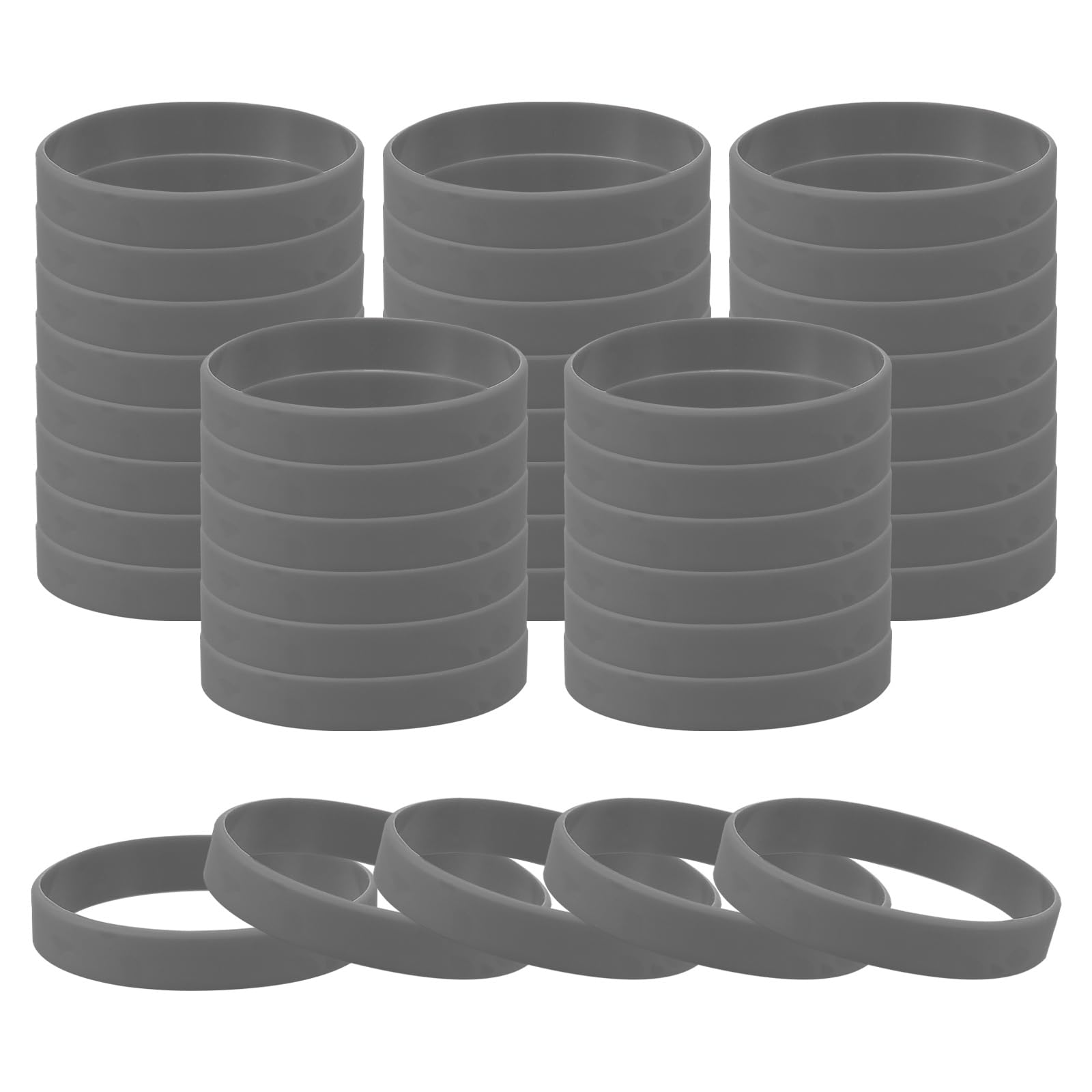 PATIKIL Rubber Bracelets, 60 Pcs Unisex Silicone Sports Wristbands for Sports Party Games Fashion Decorations Gray โ image 1