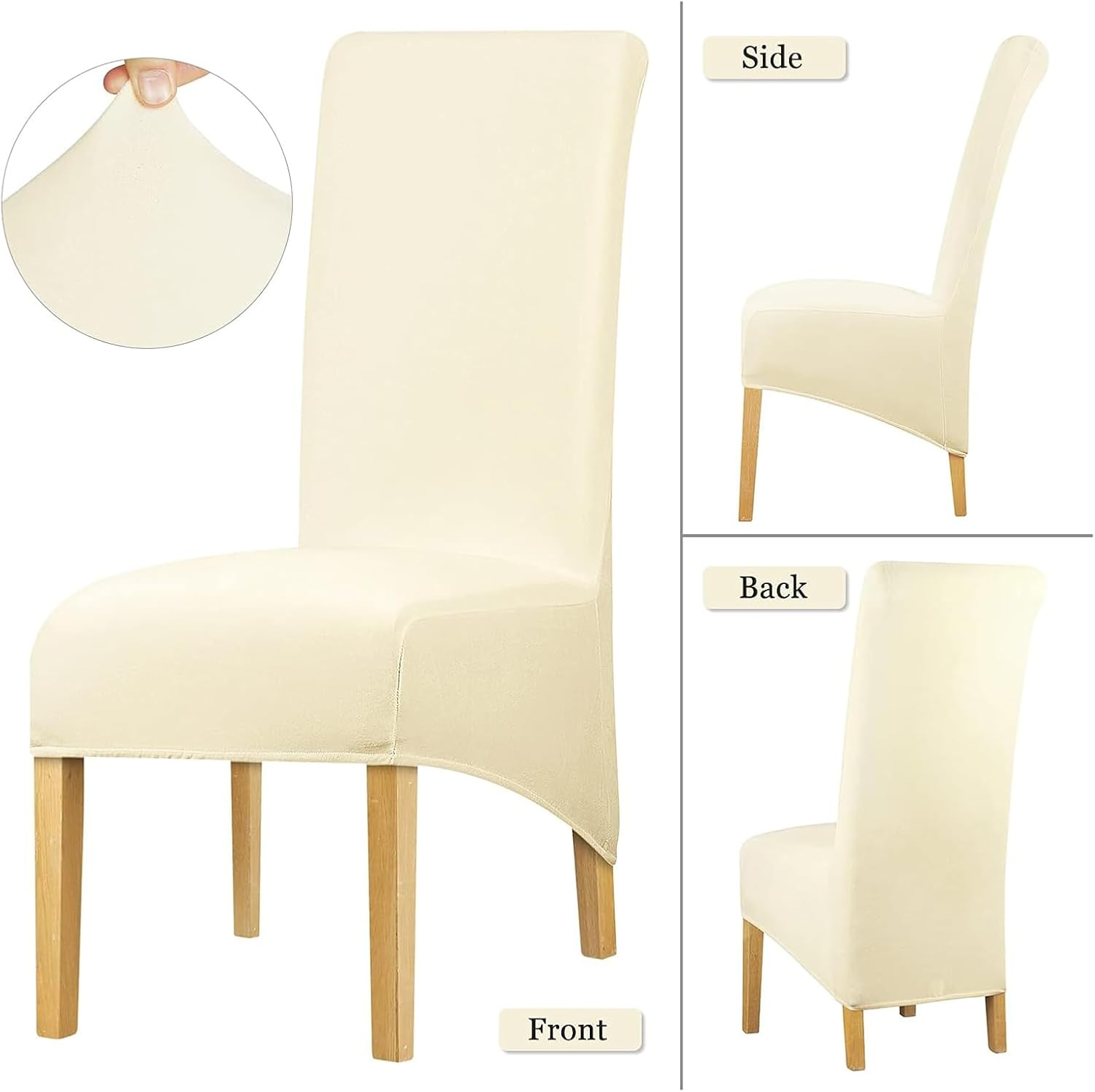 Lellen Stretch XL/Oversized Extra Large Velvet Dining Room Chair Covers for Kitchen Dining，Removable Washable Chair Protectors Slipcovers Large Dining Chair Covers（Griege，4PCS）