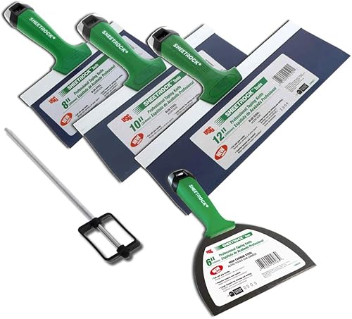 USG Sheetrock Pro Series - Cuchillo de acero azul con mango estilo matriz + mezclador de bandeja de barro gratis