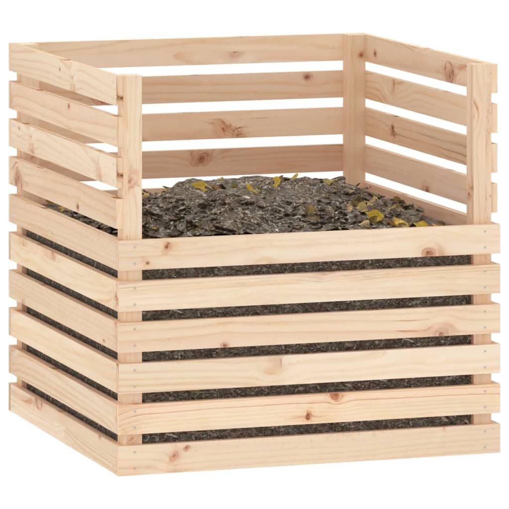 Komposter Massivholz Kiefer 80x80x78 cm Holzkompostierer Gartenkompost Behälter Bioabfall Tonnen Box Kompostierbox mit Belüftung für Rasen Schnittgut Laub und Recycling