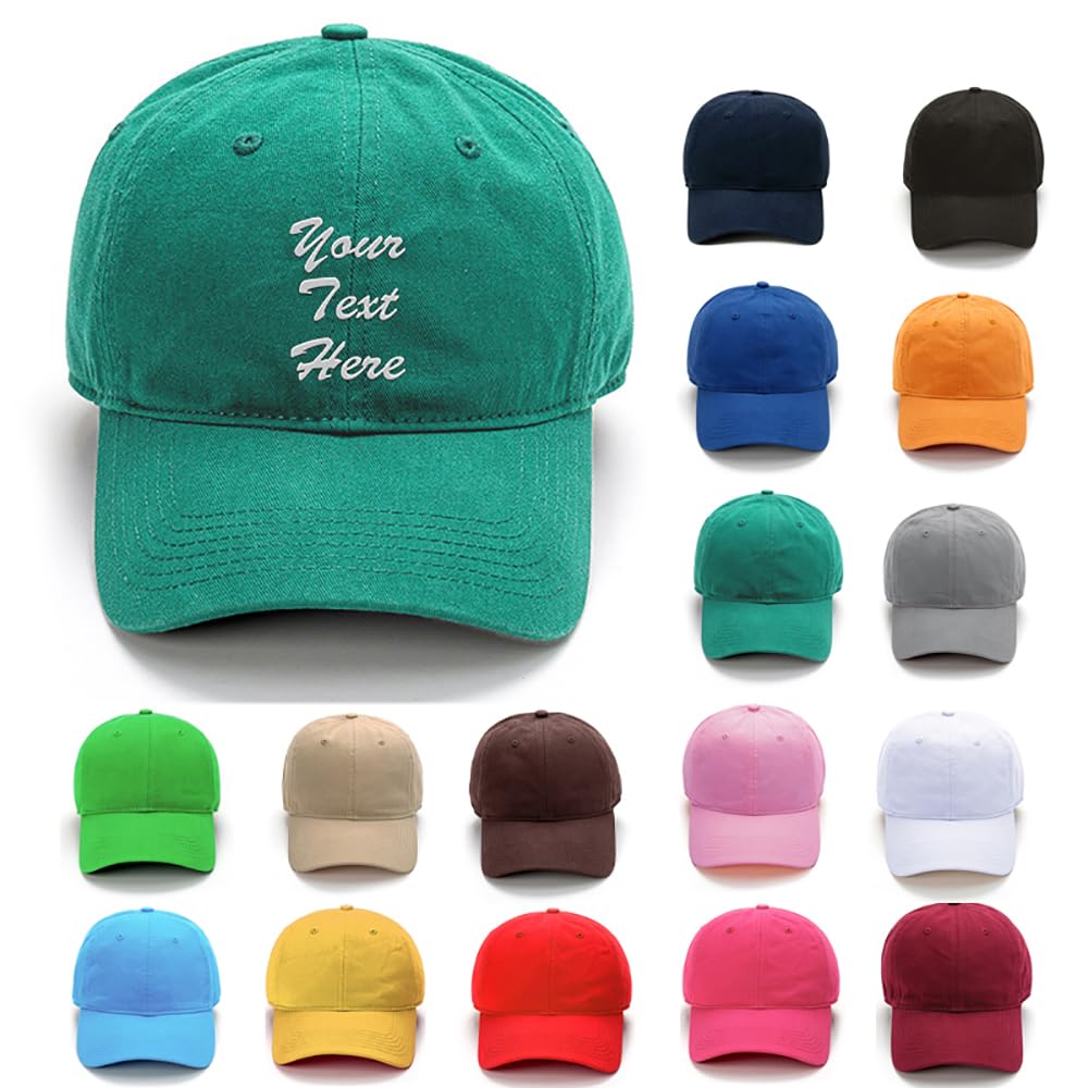 Van Der Linn Unisex Green Personalised Embroidered Baseball Cap Hat Cotton Mens Ladies (Cotton, )