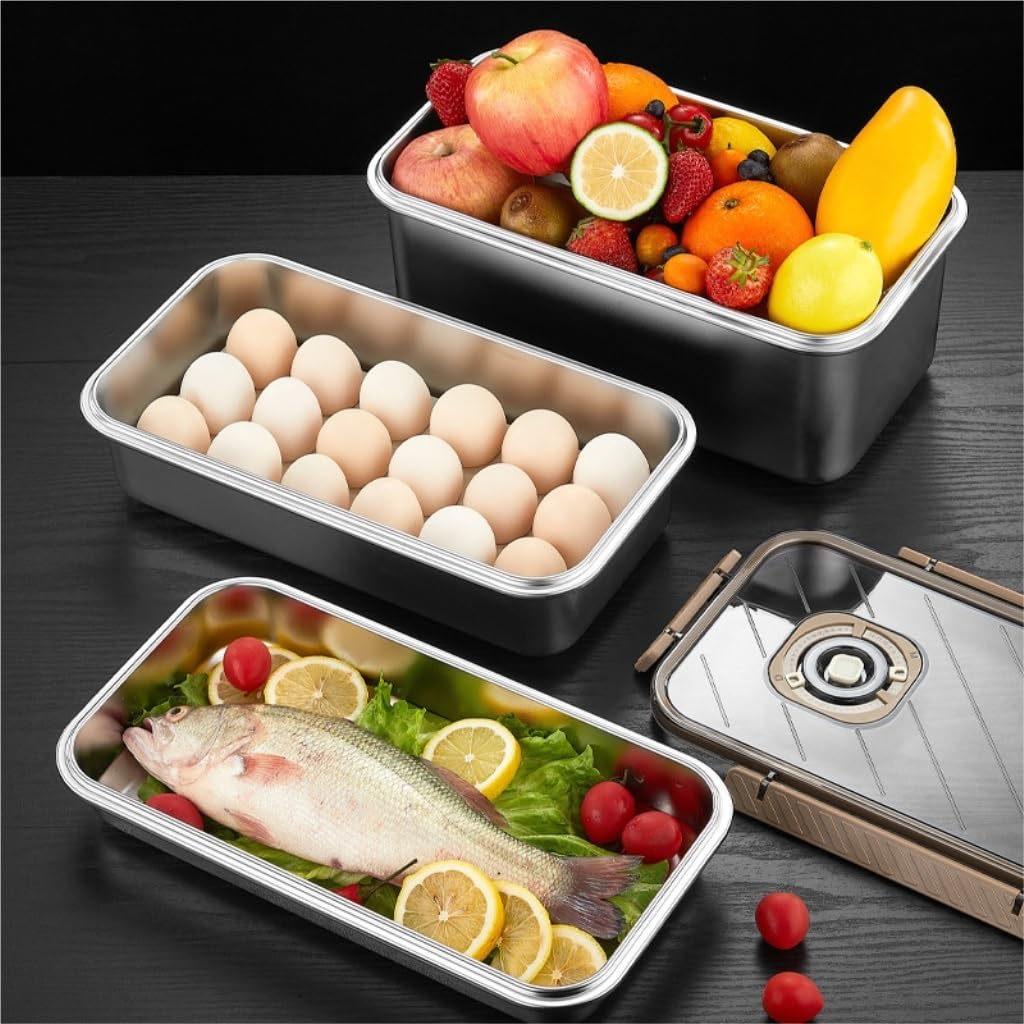Contenitori Ermetici per Alimenti Scatola for la conservazione della freschezza in acciaio inossidabile Scatola for gnocchi congelati Scatola for frutta semplice for frigorifero Scatola di immagazzina