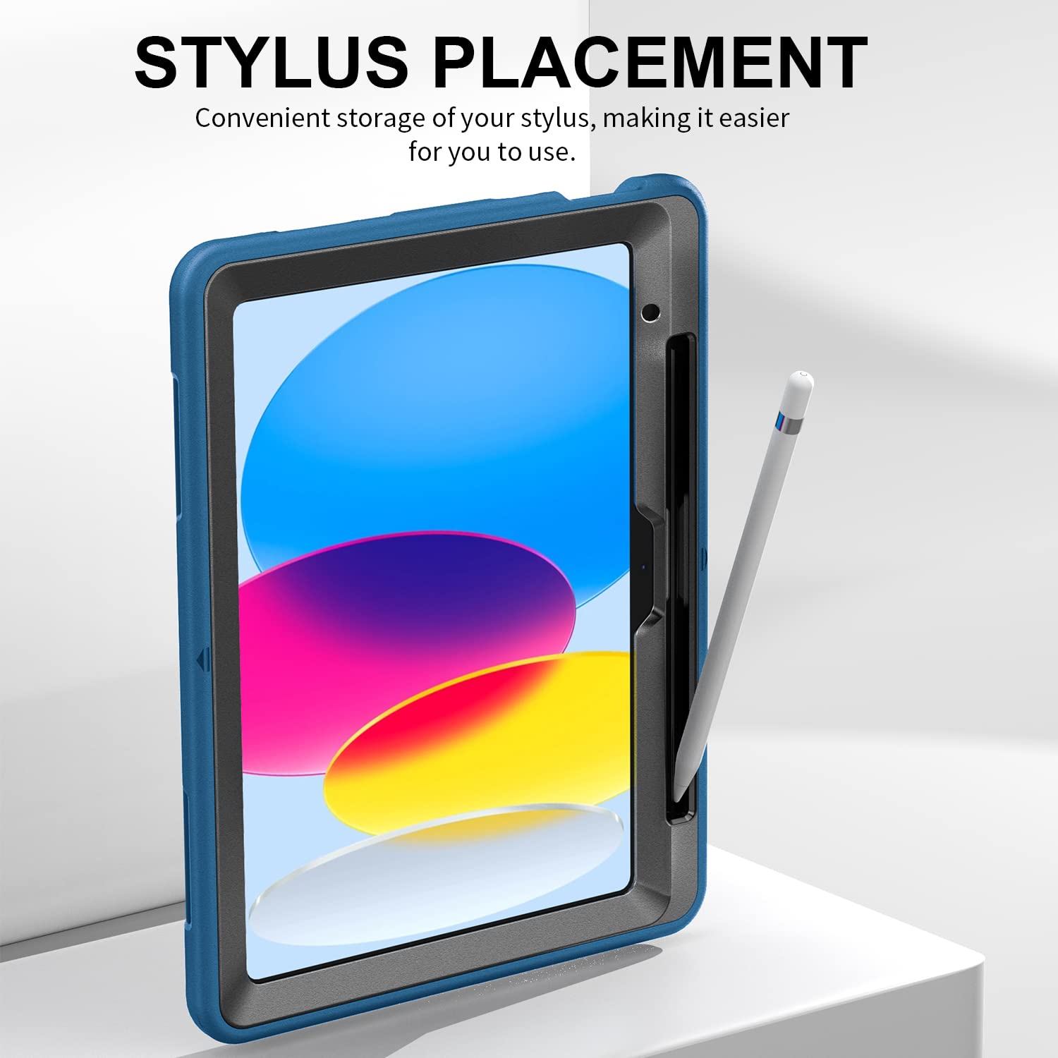 Case for iPad 10th Generation 2022:Miesherk Stock Military Grade Shockproof Rugged Cover for iPad 10th Generation 10.9 Inch W/360Â° Swivel Stand - Handle - Shoulder Strap - Pencil Holder - Dark Blue