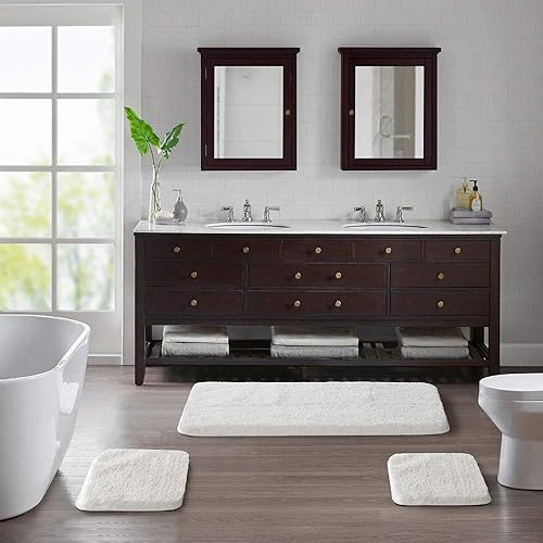 Miniatura 7 de Alfombra peluda de microfibra suave para baño, antideslizante, absorbe el agua, lavable a máquina, alfombra de felpa gruesa para ducha