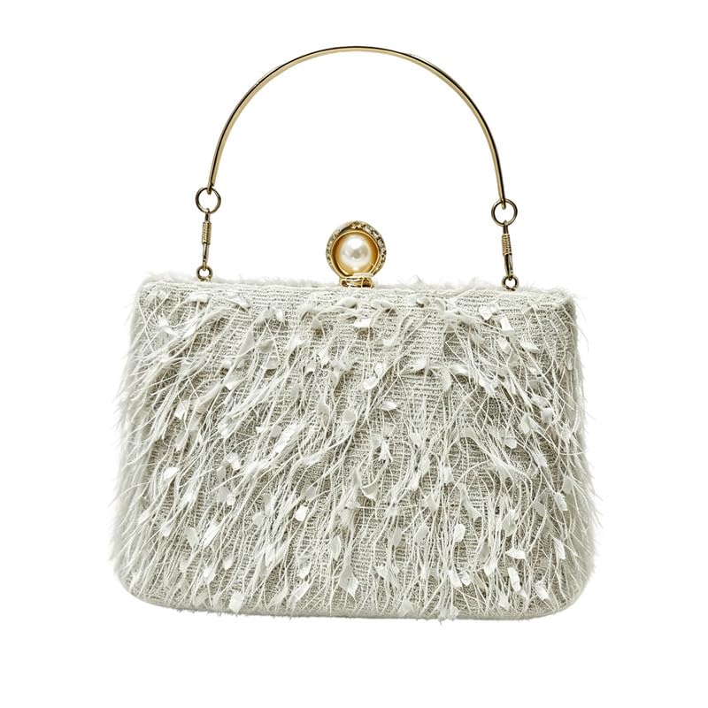 Pochette de soirée à franges pour femme sac à bandoulière rigide mariage soirée bal