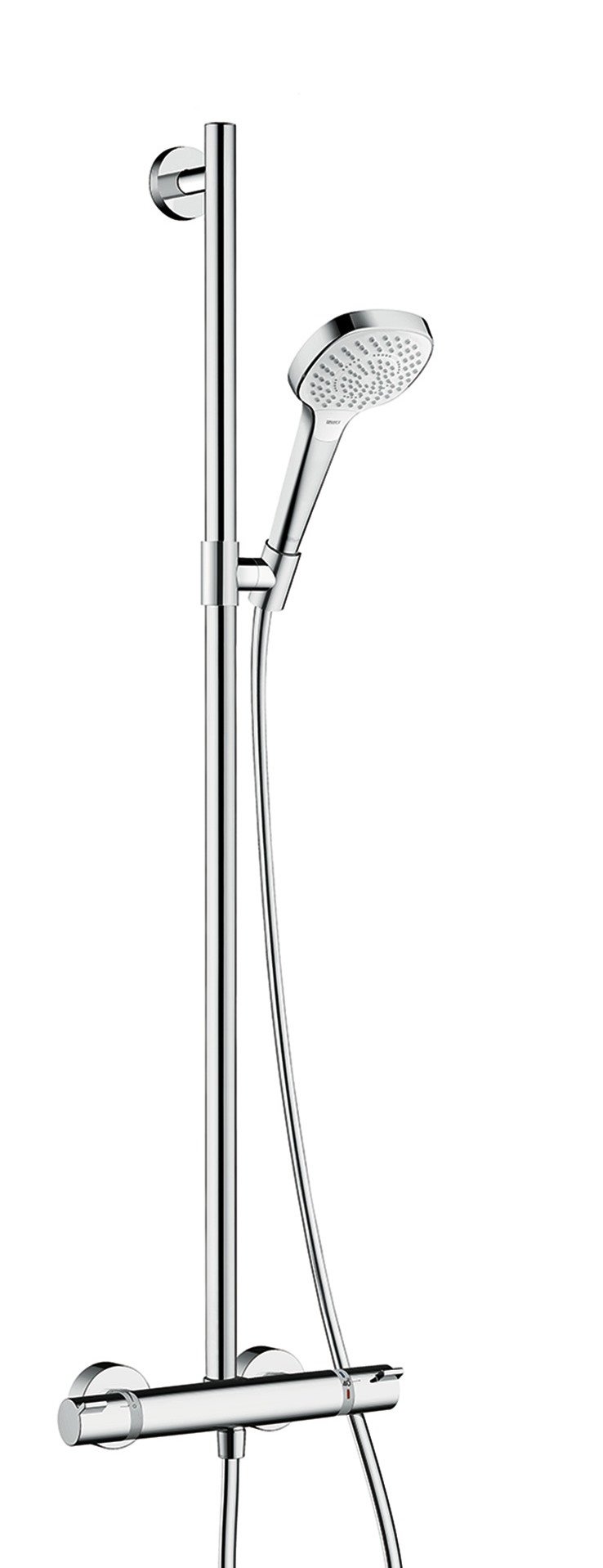 Hansgrohe Croma Select S Duschset – Mit Thermostat Ecostat Comfort, Rundem Duschkopf, 90 Cm Brausestange & 1,60 M Schlauch, 3 Strahlarten, Weiß/Chrom