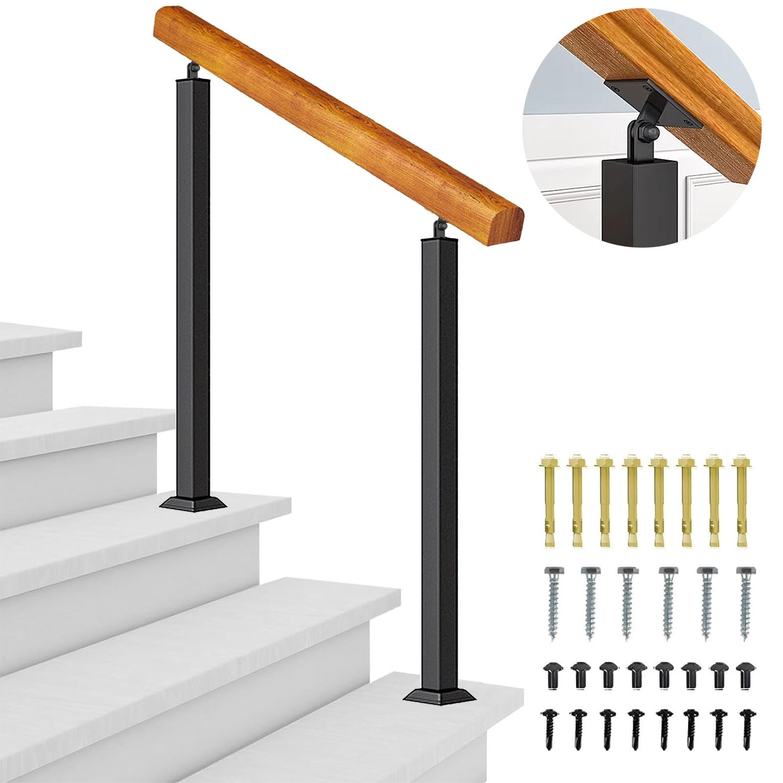 Handrail For Stairs - Complete Kit, Black Wrought Iron 1 2 3 4 5 6 - View #4