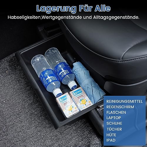 CARERSTEN Materiallagerbox Für Tesla Model Y Zubehör TPE 2021-2024 Unter Dem Sitz Wasserdicht Aufbewahrungsbox Für Sitze Für Tesla Zubehör Model Y Auto Organizer Ablage Auto Aufbewahrungsbox Tray