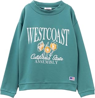 [NAVY] [ネイビー] 裏毛 トレーナー 子供服 女の子 キッズ USコットン ハイネック プルオーバー スウェット トップス