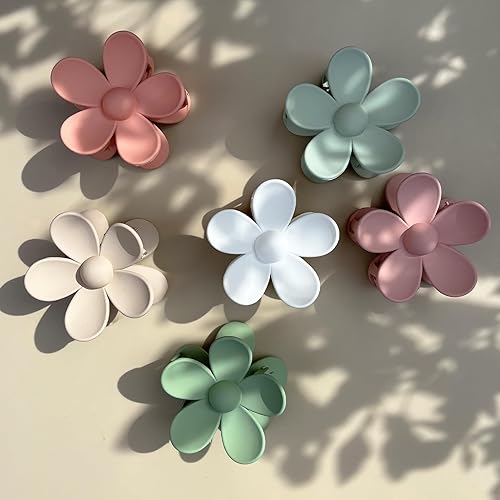 Miniatura 6 de Pinzas de pelo con flores 6 unidades para mujer, pinzas de margaritas mate, grandes, de agarre fuerte, para cabello grueso, accesorios para el