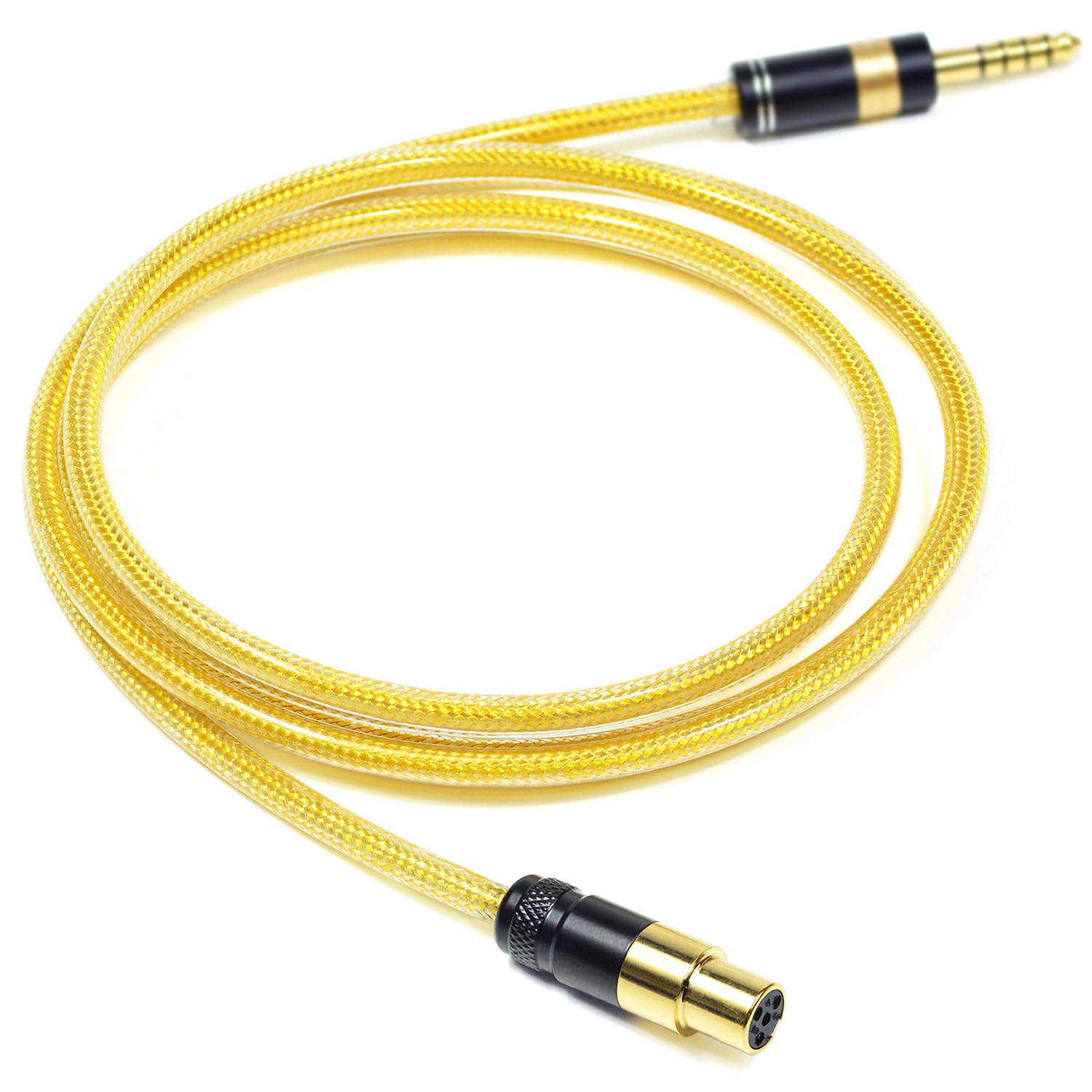 GUCraftsman Câble de mise à niveau de casque Mini XLR 6N OFC 4 broches plaqué argent avec couche de blindage en métal 4,4 mm 3,5 mm pour SENNHEISER HD 490 PRO HD 490 PRO Plus (prise 4,4 mm)