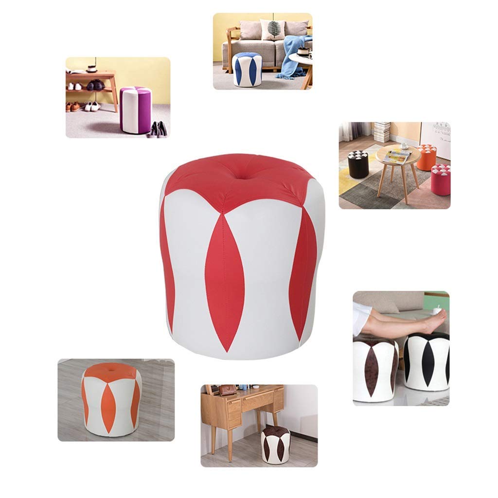 Banco de Zapatos de Madera Maciza Osman Taburete de Maquillaje para niños Taburete de Cuero para niños Mesa de Centro Cojín de Cuero Taburete de Muelle Taburete para sofá Taburete