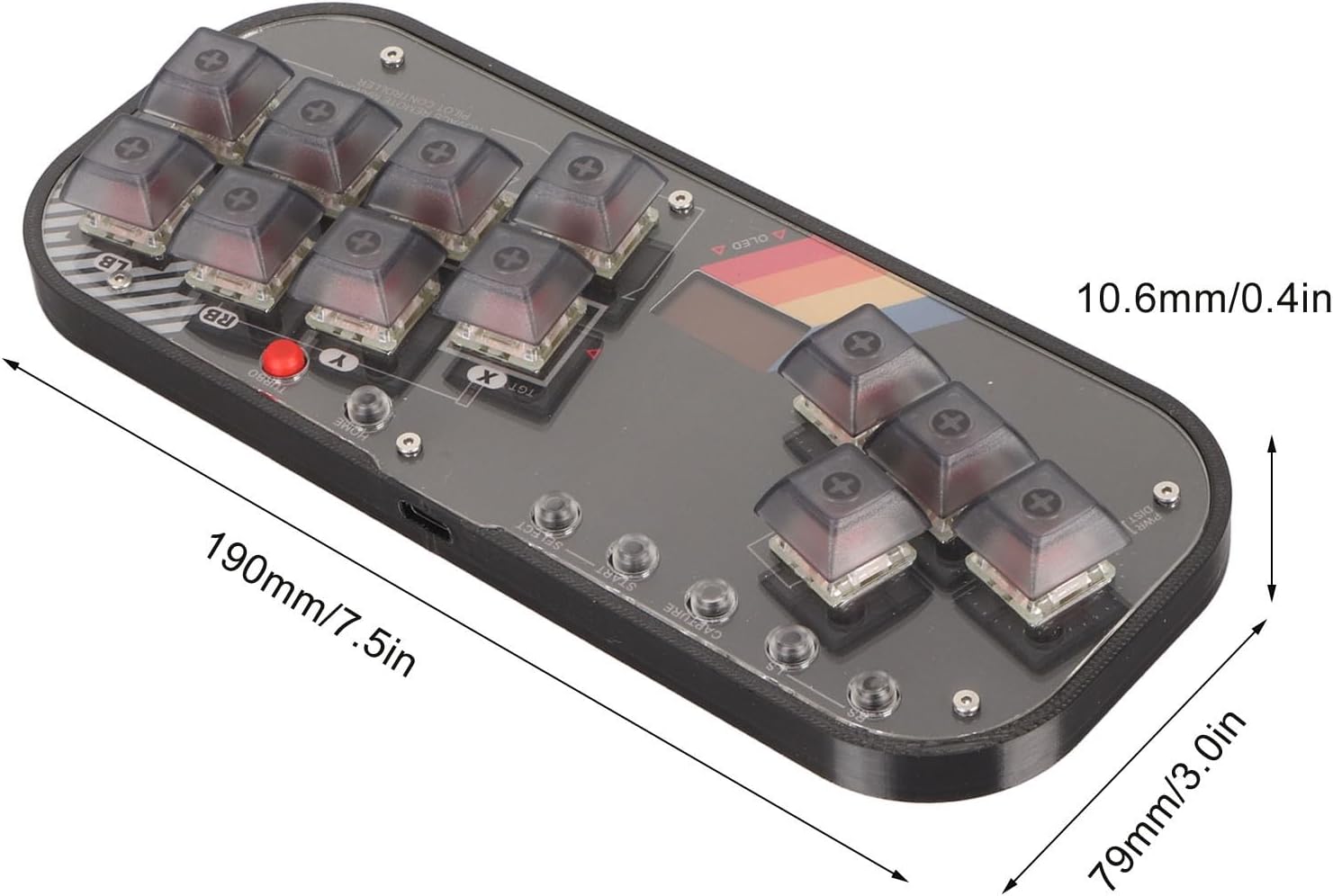 Dimensions of the Jectse Mini Stick Gaming Keyboard