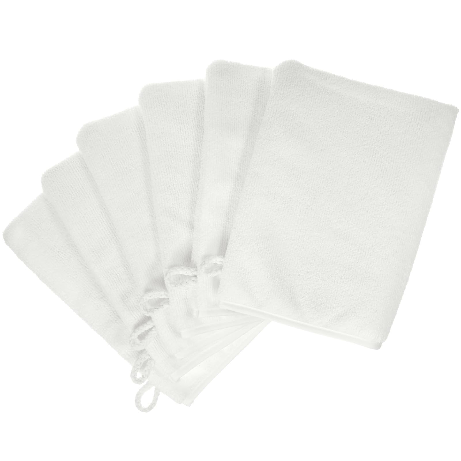 PHOGARY Microfiber Face Cloths, 6"x8" Fast Drying Bath Mitts Washcloth, Super Absorbent Soft Lightweight Towel Body Facial Cloths Small Wash Mitt for Travel Showering Washing Face, 6 Pack, White